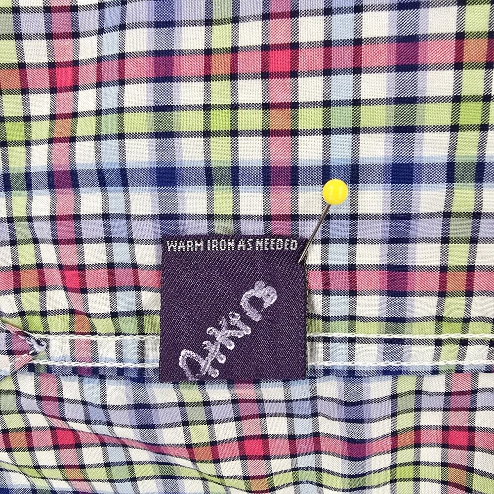 Alan Flusser Blue Green Red Plaid Button Down Shirt Men's L - Picture 6 of 7